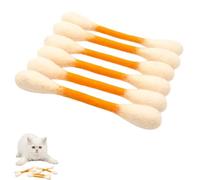 JORCEDI Giant Q Tip Cat Toy 12 PCS with Catnip Cotton Swab Kitten Chew Toys Felt Kitty Kicker Teething Sticks for Interactive Play Durable Cat Accessories Gift (6 pcs,orange)