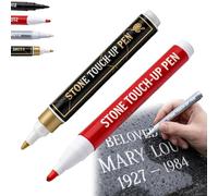JORCEDI Golden Tombstone Marker Pen For Restoring Faded Grave Inscriptions, Gravestone Marker Pen, Waterproof Stone Touch-up Pen, Markers for Granite Headstones, Grave, Mug, Ceramic (Red+Gold)