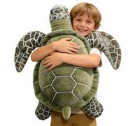 JORCEDI Green Sea Turtle Stuffed Animal, Realistic Soft Cuddly Turtle Plush Toy, Turtle Toy Pillow, Sea Turtle Plush Toys for Decoration (35cm)