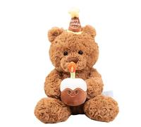 JORCEDI Happy Birthday Teddy, Cute Teddy Bear Plush Toy Personalised Teddy Bear Beautiful Soft Small Teddybear With Cake And Hat, Suitable For Valentine'S Day daily For Women (Cake,30cm)