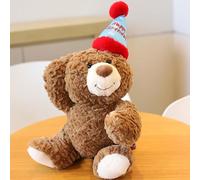 JORCEDI Happy Birthday Teddy, Cute Teddy Bear Plush Toy Personalised Teddy Bear Beautiful Soft Small Teddybear With Cake And Hat, Suitable For Valentine'S Day daily For Women (Birthday hat,30cm)