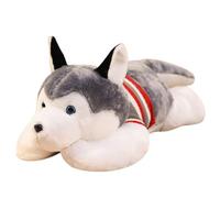 JORCEDI Husky Plush Dog Large, Large Husky Stuffed Animal, Fluffy Soft Plush Toy, Realistic and Lifelike Lying Down Gift for Boys and Girls (120cm)