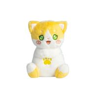 JORCEDI Interactive Breathing Cat Plush Toy, Soft Glowing Musical Stuffed Animal, Cuddly Fox Cat with Light & Sound for Kids, Comforting Sleep Companion for Girls Boys (Yellow,25cm)