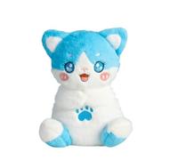 JORCEDI Interactive Breathing Cat Plush Toy, Soft Glowing Musical Stuffed Animal, Cuddly Fox Cat with Light & Sound for Kids, Comforting Sleep Companion for Girls Boys (Blue,25cm)