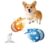JORCEDI Interactive Dog Toys for Large Dogs - Moving Dog Toy Twinkle Paw, Type-C Rechargeable Rope Ball with Two Speed Modes (Blue+Orange)