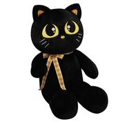 JORCEDI Large Cat Plush Toy 60cm / 80cm - Soft Stuffed Cat Pillow with Bow, Cute Cat Plush Cushion for Hugging, Sleeping & Bedroom Decor for Kids Girls Boys (60cm,Black)