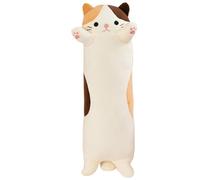 JORCEDI Long Cat Plush Pillow, Sleeping Cat Long Hugging Pillow Stuffed Animals Plush Soft Toy, Soft Kawaii Kitty Hugging Pillow, Sleep Doll Throw Pillow for Kids, Girlfriends and Adults (Beige,70cm)
