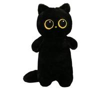 JORCEDI Long Cat Plush Pillow, Soft Cat Hugging Pillow Stuffed Animal, Cute Body Pillow for Sleeping, Kitten Soft Huggable Toy, Cute Kitty Sleeping Throw Pillow Gift for Kids and Adults (Black,90cm)