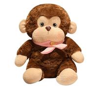 JORCEDI Monkey Teddy Plush, 23cm/9in Plush Pillow Doll Soft Monkeys Stuffed Animal Toy, Cute Monkey Toy Wearing A Scarf, Fluffy And Soft, A For Both Boys And Girls. Brown (23cm/9in,Red)