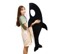 JORCEDI Orca Cuddling Animal,Whale Cuddling Large Orca xxl Plush Animal,Realistic Whale Plush Animals, Fish, Plush Animals,Dolls,Giant,Soft Killer Whale,Marine Fabric (130cm,Black)