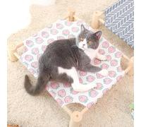 JORCEDI Pet Bed for Small Dogs & Cats, 53 * 48cm Wooden Raised Hammock Pet-Bed, Breathable Mesh Puppy Bed (honey peach)