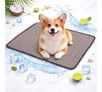 JORCEDI Pet Cool Mats for Dogs Cats Small Cooling Mat for Cats Ice Pack Cooling Mat for Cat Breathable Non-Electric Washable Pet Cooling Bed for Small Medium Large Dogs Cats (Brown,150 × 100 cm)