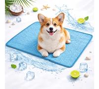 JORCEDI Pet Cool Mats for Dogs Cats Small Cooling Mat for Cats Ice Pack Cooling Mat for Cat Breathable Non-Electric Washable Pet Cooling Bed for Small Medium Large Dogs Cats (Blue,50 × 40 cm)