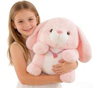 JORCEDI Plush Rabbit, Pink Rabbit Plush Toy for Kids, Soft and Cute Rabbit Plush Toy with Heart Pendant, Gift for Kids & Adults (Pink,23cm)