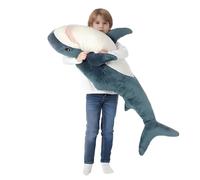 JORCEDI Plush Shark, Lovely Big Shark Soft Plush Toy Dolls,Simulation Great Whale Plush Toy, Comfortable Sleeping Pillow Back Cushion Doll, Gift for Children and Friends (120cm,Blue)
