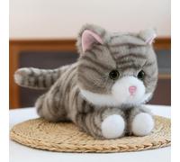 JORCEDI Plush Toy Cat, Cuddly Cat Stuffed Animal, Realistic Plush Cat, Super Soft,Soft Kitten Pillow,Home Decor,Gift for Girls and Boys (45cm,Grey)