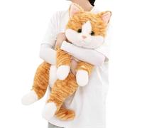 JORCEDI Plush Toy Orange Cat, 11.8/17.7/25.6in Lying-Cat, Simulation Plush Animal, Cute Kitten Doll, Hug Pillow Gift for Hug and Game (Ginger cat,17.71in)