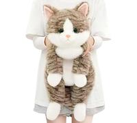 JORCEDI Plush Toy Orange Cat, 11.8/17.7/25.6in Lying-Cat, Simulation Plush Animal, Cute Kitten Doll, Hug Pillow Gift for Hug and Game (gray cat,17.71in)
