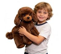 JORCEDI Poodle Plush Puppy, Realistic Soft Cuddly Dog Toy, Hugging Sleeping Pillow,White and Brown Plush Toy Dog,Gift for Kids, Teens & Adults,Room Decor (20cm,Reddish brown)