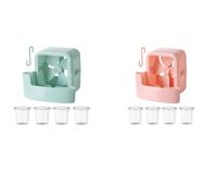 JORCEDI Portable Fan Ice Box Hanging Cooling Ice Box with 8 Reusable Ice Cups 2 PCS Cooling Fan Accessory for Desk Office, Balcony, Camping and Outdoor Use (Green & Pink 2pcs)