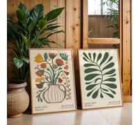 JORCEDI Poster Set of 2, Boho Botanical Flower Canvas Wall Art, Mid Century Modern Abstract Room Decor, 21x30-50x70 cm, Unframed (40x50 cm,A)