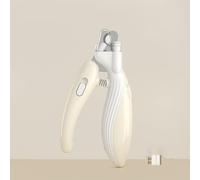 JORCEDI Professional Pet Nail Clippers with LED Light & Safety Guard - Sharp Stainless Steel Cat Claw Trimmer for Cats, Dogs, Rabbits, Birds & Small Animals (White)