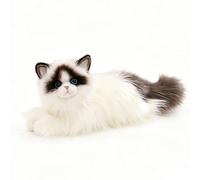 JORCEDI Ragdoll Cat Plush Toy, 50cm Realistic Lying Long Hair Kitten Stuffed Animal, Super Fluffy Ragdoll Cat Stuffed Toy Dolls, Lifelike Pet Alternative, Birthday Gift for Boys Girls (White,50cm)