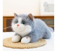 JORCEDI Ragdoll cat Plush Toy, Realistic Stuffed Cat Animal with Interactive Meowing Sound, Huggable Kitten Plushie Toy, Cat Teddy Present for Boys Girls Girlfriend Birthday Deco (Gray,45cm)