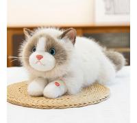 JORCEDI Ragdoll cat Plush Toy, Realistic Stuffed Cat Animal with Interactive Meowing Sound, Huggable Kitten Plushie Toy, Cat Teddy Present for Boys Girls Girlfriend Birthday Deco (Brown,45cm)
