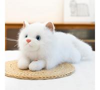 JORCEDI Ragdoll cat Plush Toy, Realistic Stuffed Cat Animal with Interactive Meowing Sound, Huggable Kitten Plushie Toy, Cat Teddy Present for Boys Girls Girlfriend Birthday Deco (White,45cm)