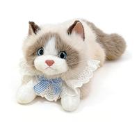JORCEDI Ragdoll cat Plush Toy, Realistic Stuffed Cat Animal with Interactive Meowing Sound, Huggable Kitten Plushie Toy, Cat Teddy Present for Boys Girls Girlfriend Birthday Deco (Brown,45cm)