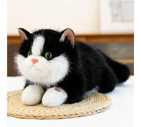 JORCEDI Ragdoll cat Plush Toy, Realistic Stuffed Cat Animal with Interactive Meowing Sound, Huggable Kitten Plushie Toy, Cat Teddy Present for Boys Girls Girlfriend Birthday Deco (Black,45cm)