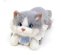JORCEDI Ragdoll cat Plush Toy, Realistic Stuffed Cat Animal with Interactive Meowing Sound, Huggable Kitten Plushie Toy, Cat Teddy Present for Boys Girls Girlfriend Birthday Deco (Gray,55cm)