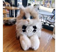 JORCEDI Ragdoll Plush Cat, Realistic Plush Toy, Cute Cat Decoration, Lying Pose, Super Fluffy, Soft Stuffed Animal, Gifts for Boys and Girls (25 * 18cm,Rose)