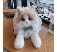 JORCEDI Ragdoll Plush Cat, Realistic Plush Toy, Cute Cat Decoration, Lying Pose, Super Fluffy, Soft Stuffed Animal, Gifts for Boys and Girls (25 * 18cm,Green)