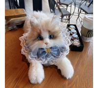 JORCEDI Ragdoll Plush Cat, Realistic Plush Toy, Cute Cat Decoration, Lying Pose, Super Fluffy, Soft Stuffed Animal, Gifts for Boys and Girls (25 * 18cm,Blue)