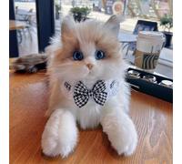 JORCEDI Ragdoll Plush Cat, Realistic Plush Toy, Cute Cat Decoration, Lying Pose, Super Fluffy, Soft Stuffed Animal, Gifts for Boys and Girls (25 * 18cm,Hounds)