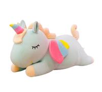 JORCEDI Rainbow Unicorn Plush Toy, Large Lying Horse Stuffed Toy for Sleeping, Ultra Soft Short Plush Cuddly Cushion,Cuddly Toys for Girls (Green,80cm)