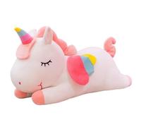 JORCEDI Rainbow Unicorn Plush Toy, Large Lying Horse Stuffed Toy for Sleeping, Ultra Soft Short Plush Cuddly Cushion,Cuddly Toys for Girls (White,410cm)