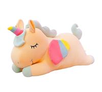 JORCEDI Rainbow Unicorn Plush Toy, Large Lying Horse Stuffed Toy for Sleeping, Ultra Soft Short Plush Cuddly Cushion,Cuddly Toys for Girls (Yellow,100cm)