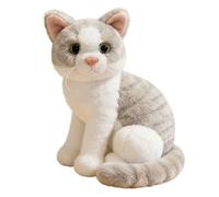 JORCEDI Realistic Cat Plush Soft Toys, Simulation Sitting Cat Plush Toy, Cuddly Kitten Stuffed Animal Doll, Stuffed Cat Teddy Plushie Hugging Pillow for Kids Pet Birthday Gift Home Decro (#8,26CM)
