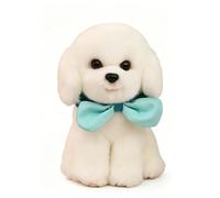 JORCEDI Realistic Plush Dog - Soft White Cuddly Puppy Cushion Toy,Lifelike Dog,Cute Plush Soft Toy, Realistic Fur,Ideal For Playing And Cuddling,With A Removable Bow Tie (25cm,Bow Tie)
