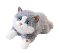 JORCEDI Realistic Ragdoll Cat Plush Toy Stuffed Animals,Stuffed Cat Interactive Toys With Sound Cute Soft For Cats Lovers Home Nursery Decor Kids Toddler Kindergarten Girls Dorm Christmas (30cm,Gray)