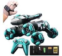 JORCEDI Remote-controlled Tank With Light, Music And Gesture Sensing, Firing Water Bladders. Children's Toy And Birthday Gift, Includes 3 Batteries. (B,Blue)