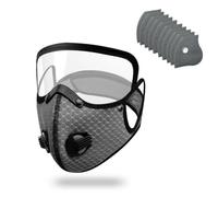 JORCEDI Reusable Carbon Filter Dust Mask with Eye Protection Breathable Safety Face Mask with 10 Replaceable Filters for Woodworking Mowing Sanding Grinding and DIY Projects (Gray)