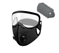 JORCEDI Reusable Carbon Filter Dust Mask with Eye Protection Breathable Safety Face Mask with 10 Replaceable Filters for Woodworking Mowing Sanding Grinding and DIY Projects (Black)