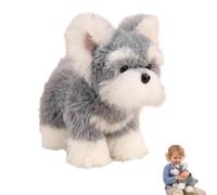 JORCEDI Schnauzer Dog Animal Plush Toy, Realistic Dog Soft Toy, Soft Schnauzer Plush Toy Doll Pillow,Cute Soft Plush Dog, Bedtime Companion,Gift for Children and Dog Lovers (28cm,Grey)