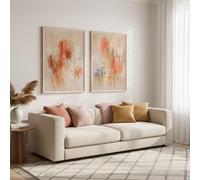 JORCEDI Set of 2 Posters, Pink and Green Abstract Canvas Print Posters,bstract Beige Wall Art, Modern Minimalist Art Pictures, for the Living Room, Bedroom or Office, Unframed (Orange,50x70cm)