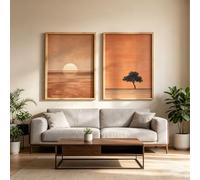 JORCEDI Set of 2 Posters, Viusneun Premium Poster Set, Modern Abstract Sun and Moon Wall Art, Boho Art Wall Decor for The Living Room and Bedroom, Unframed (A,40x50cm)