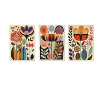 JORCEDI Set of 3 Abstract Scandinavian Floral Designs - Geometric Boho Plant Wall Art, Modern Wall Decor for The Living Room And Bedroom, High-Resolution Print, Unframed (40 * 50cm)
